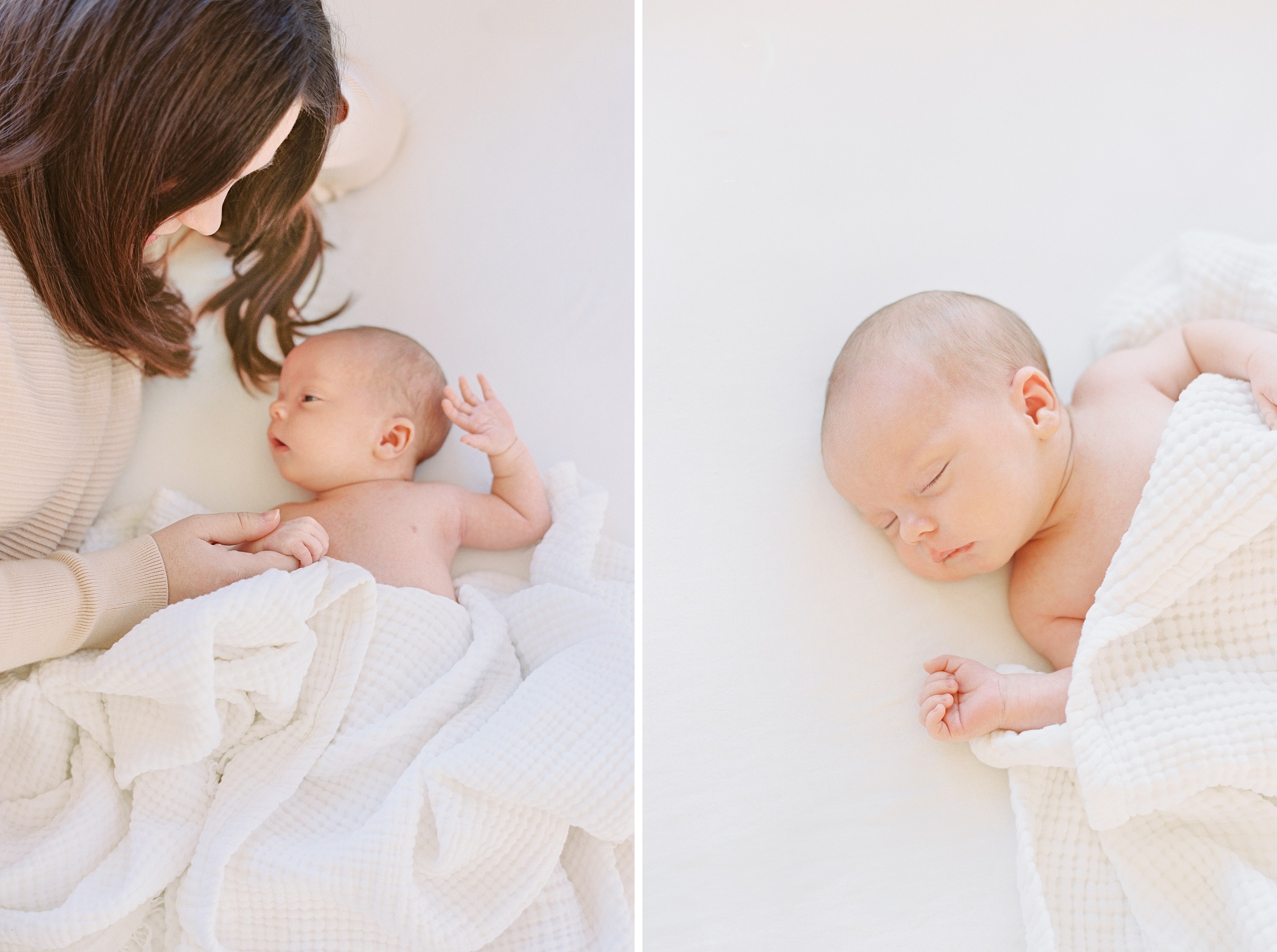 Kansas City newborn photographer Alissa Bird Portraits heirloom newborn portrait on film and portrait of mom with baby