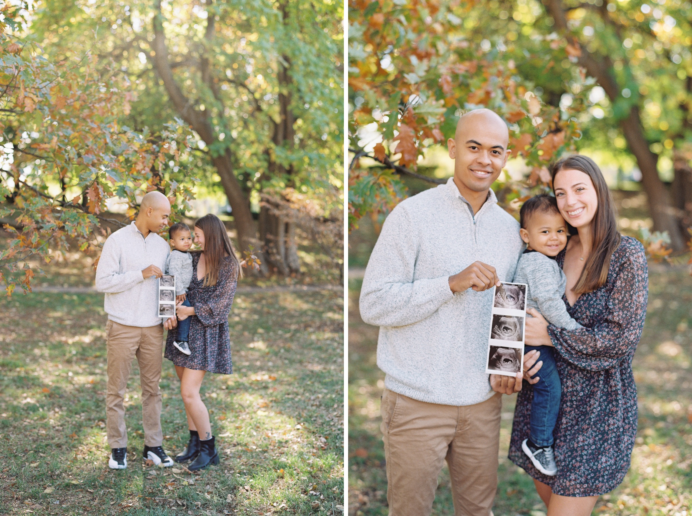 Baby Announcement with toddler brother Fall photos in Kansas City KC Family Photographer Alissa Bird Portraits